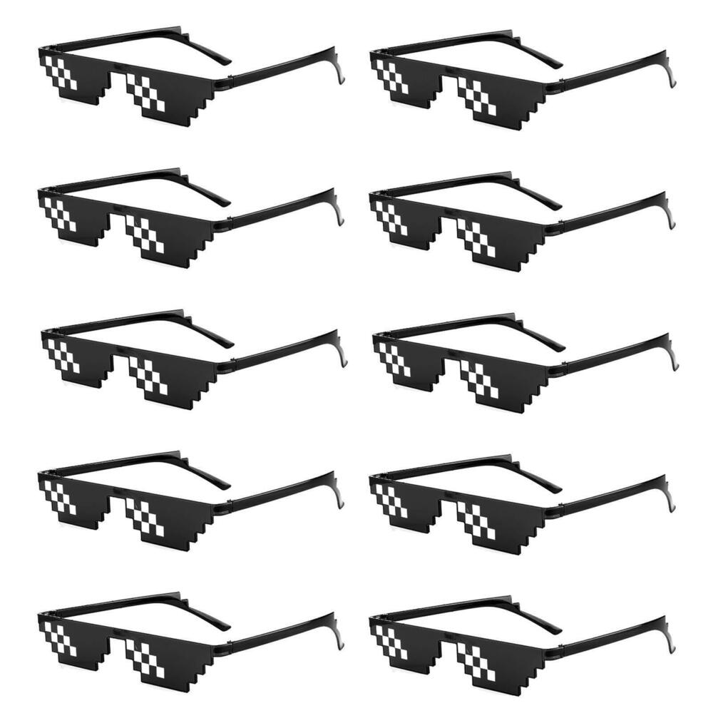 7399 10 Pack Thug Life Party Sunglasses 8 Bit Pixelated Tiny Mosaic Gamer